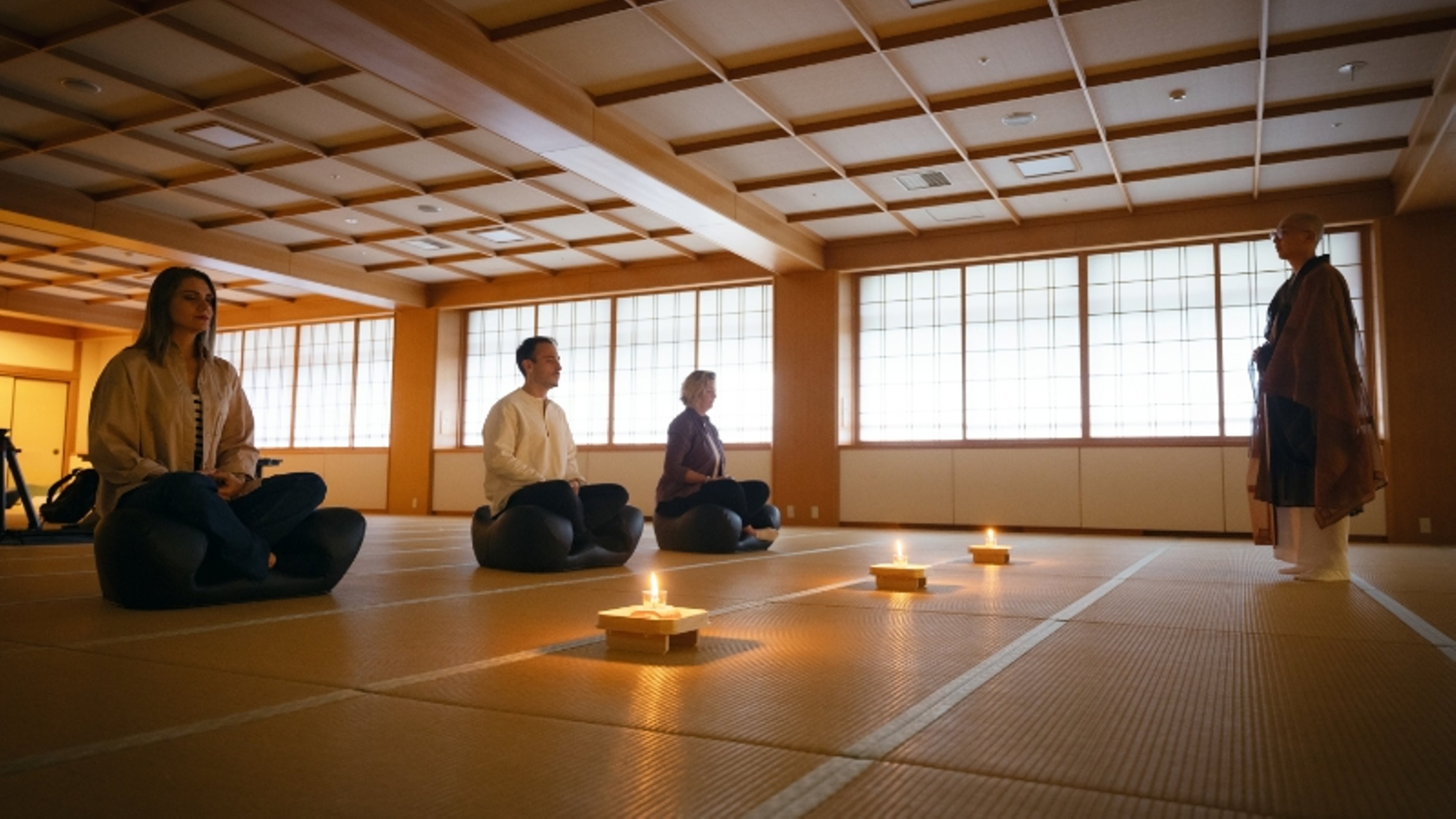 A photo of candlelight meditation